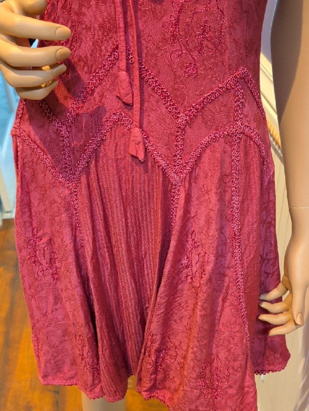 Small Fuchsia Lace Trim Tank Dress - Picture 3 of 6